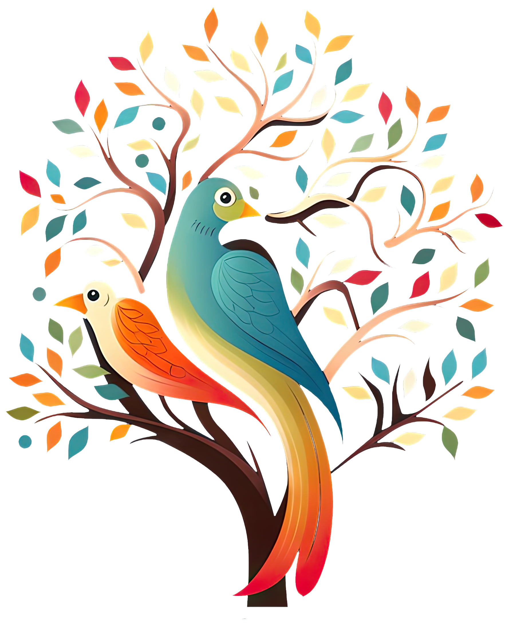 Preview for Colorful-birds-tree-branch-illustration-logo-tree-sticker-60d88