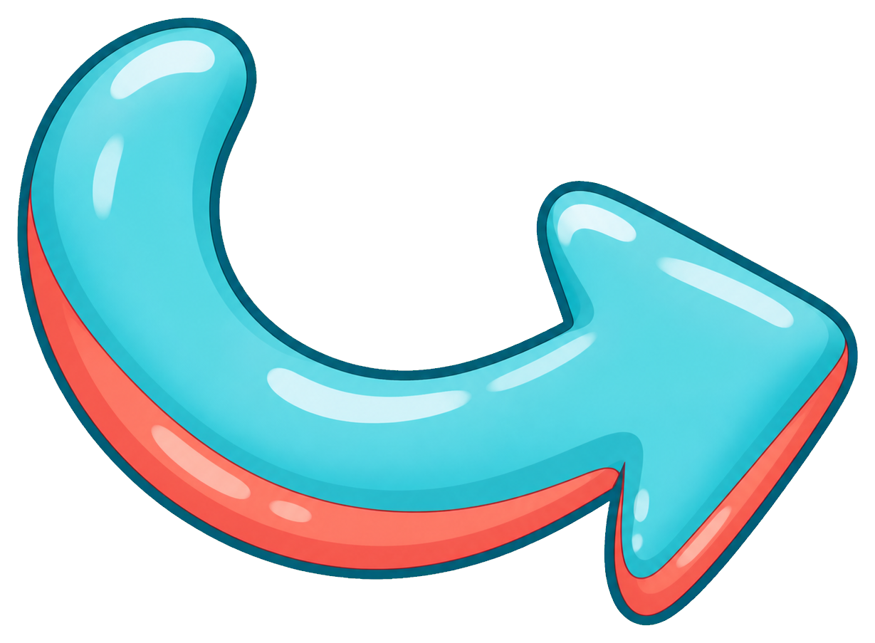 Preview for Bubbly Curved Arrow Sticker