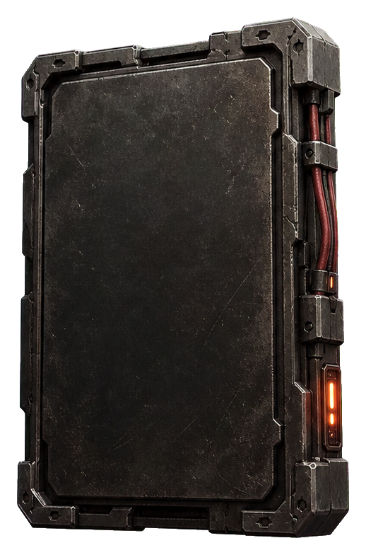 Dark blank rune stone panel with glowing orange side detail