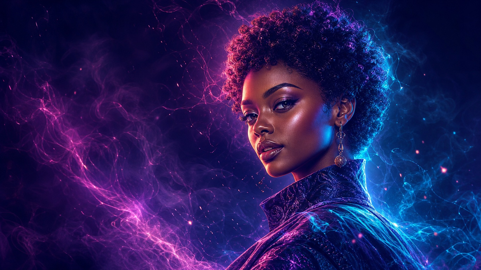Preview for Violet Neon Curly Portrait Background