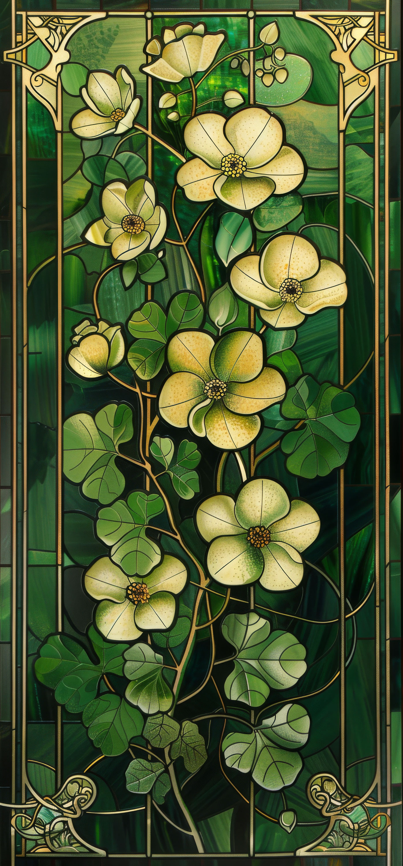 Preview for Art-nouveau-stained-glass-floral-panel-st-patricks-background-b2482