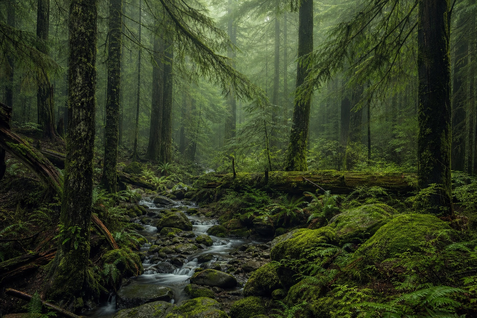 Preview for Misty Temperate Rainforest Stock Background