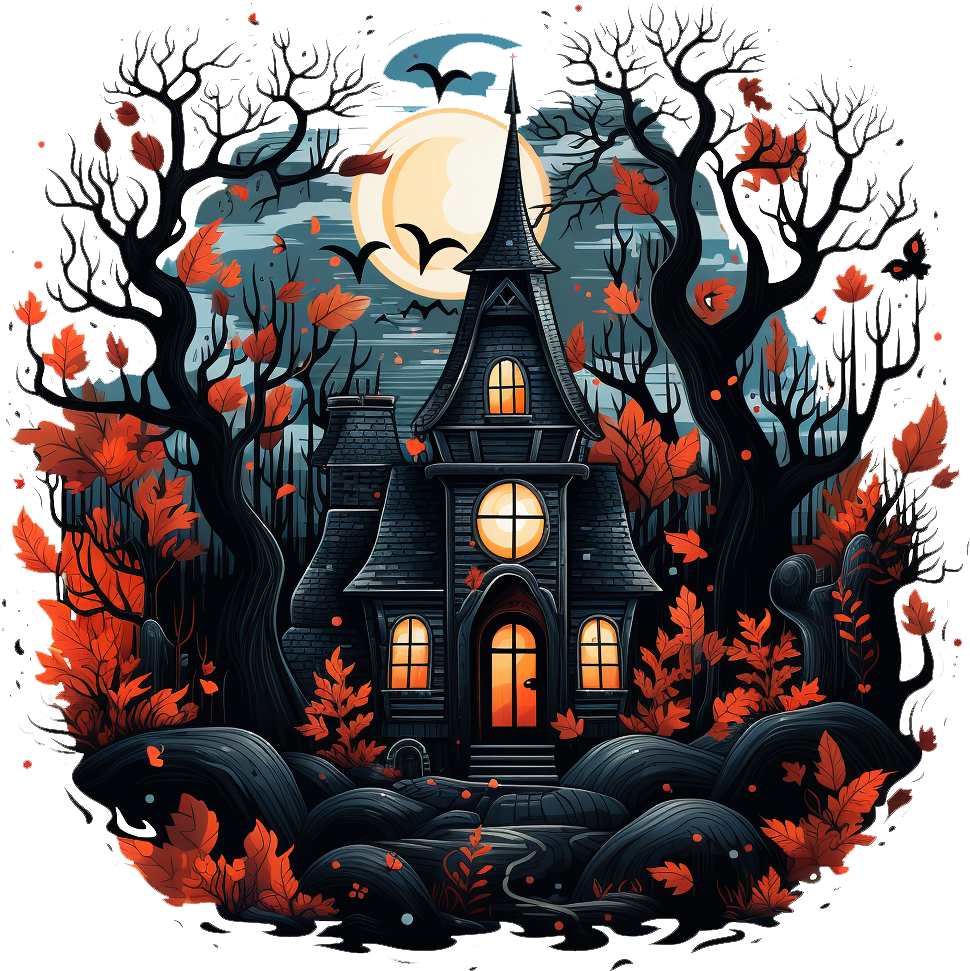 Preview for Spooky-mansion-illustration-haunted-house-sticker-5c4a3