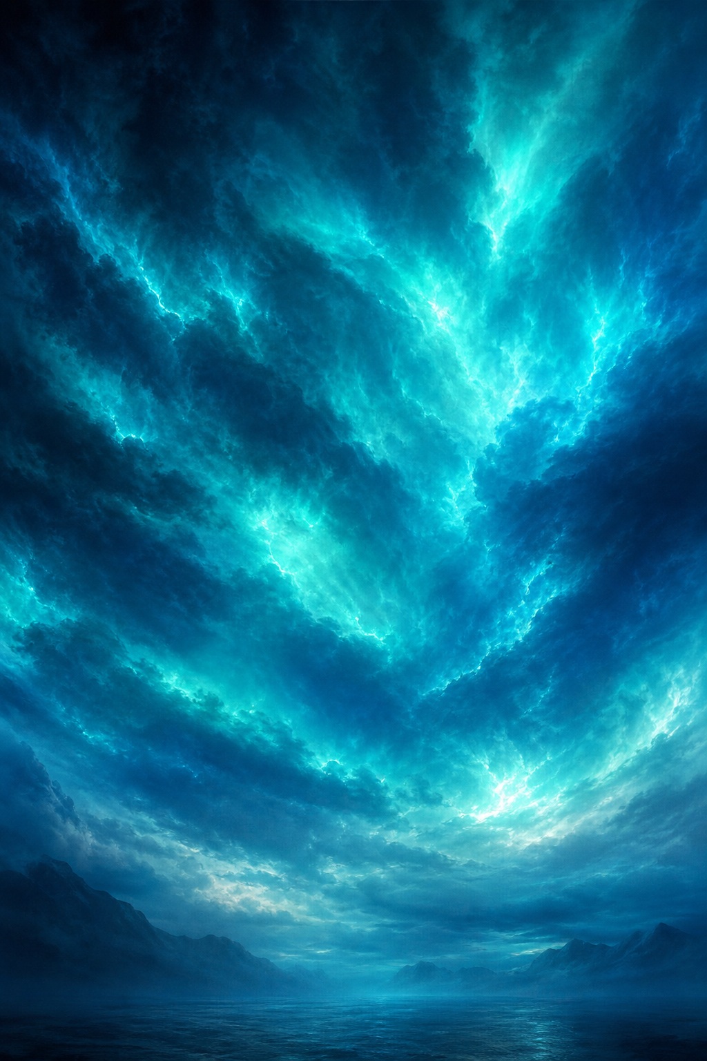 Preview for Blue Aurora Sky Glow Stock Background