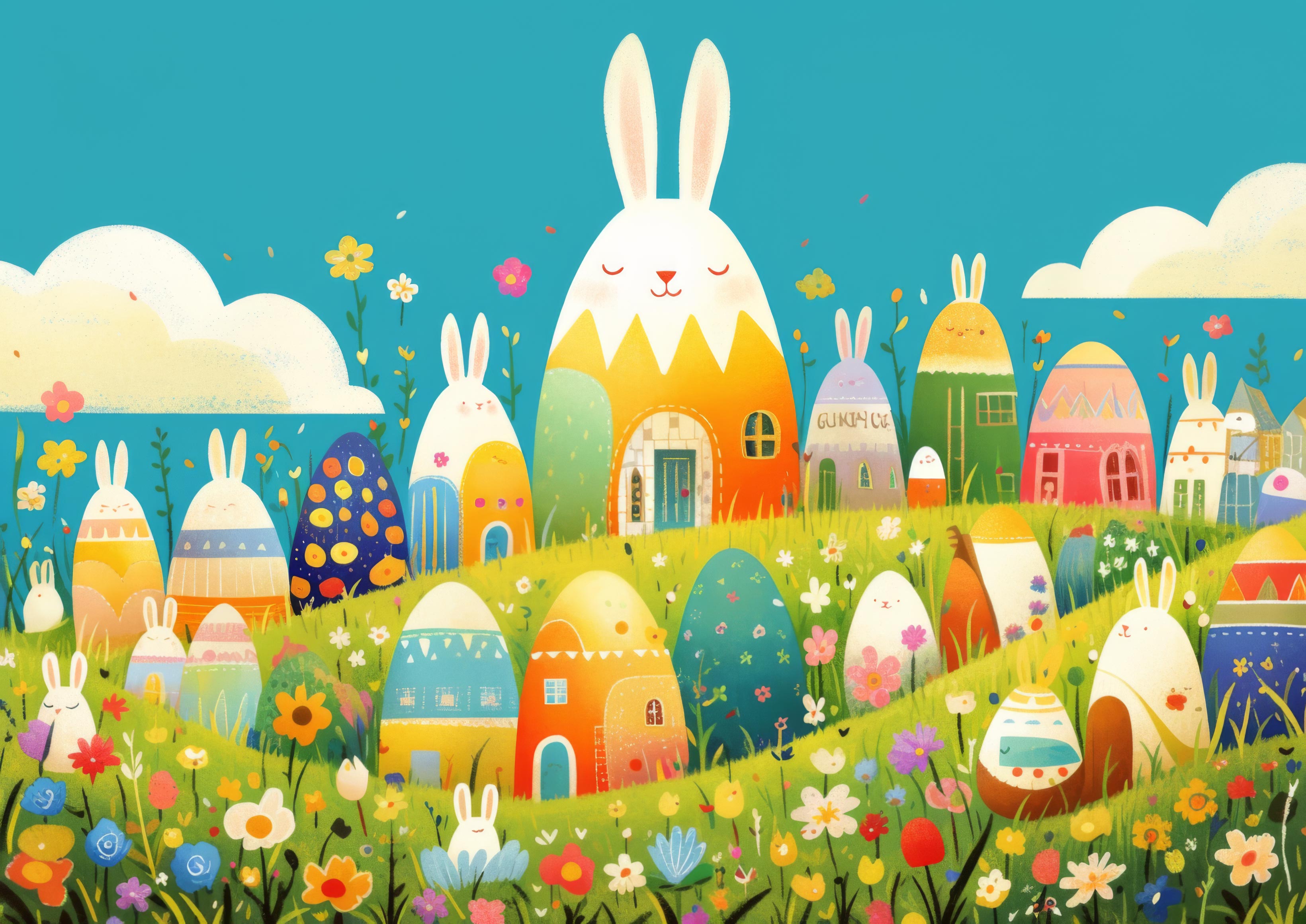 Preview for Easter-egg-village-illustration-background-43344