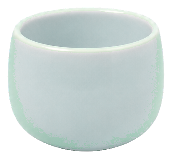 Mint ceramic tealight holder with a smooth rounded shape and pale interior.