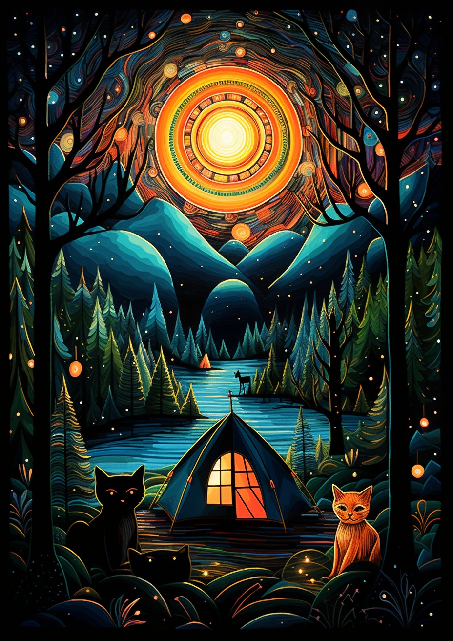Preview for Moonlit Camping Forest Background