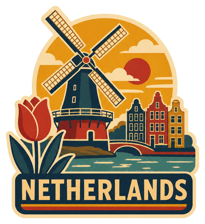 Preview for Netherlands Windmill Illustrated Sticker