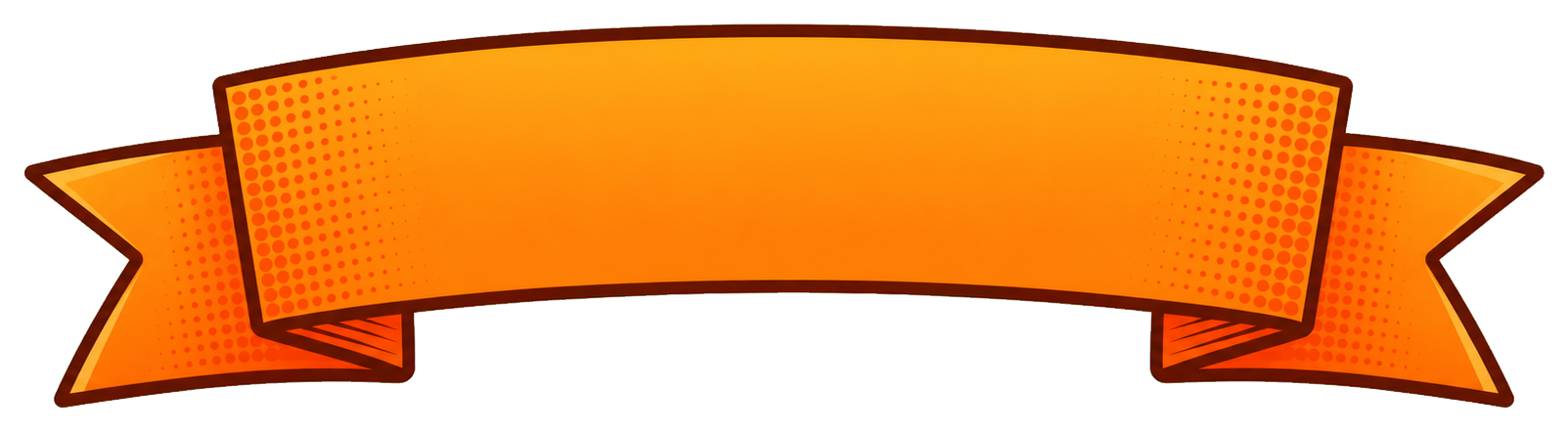 Orange blank comic-style ribbon banner with curled ends