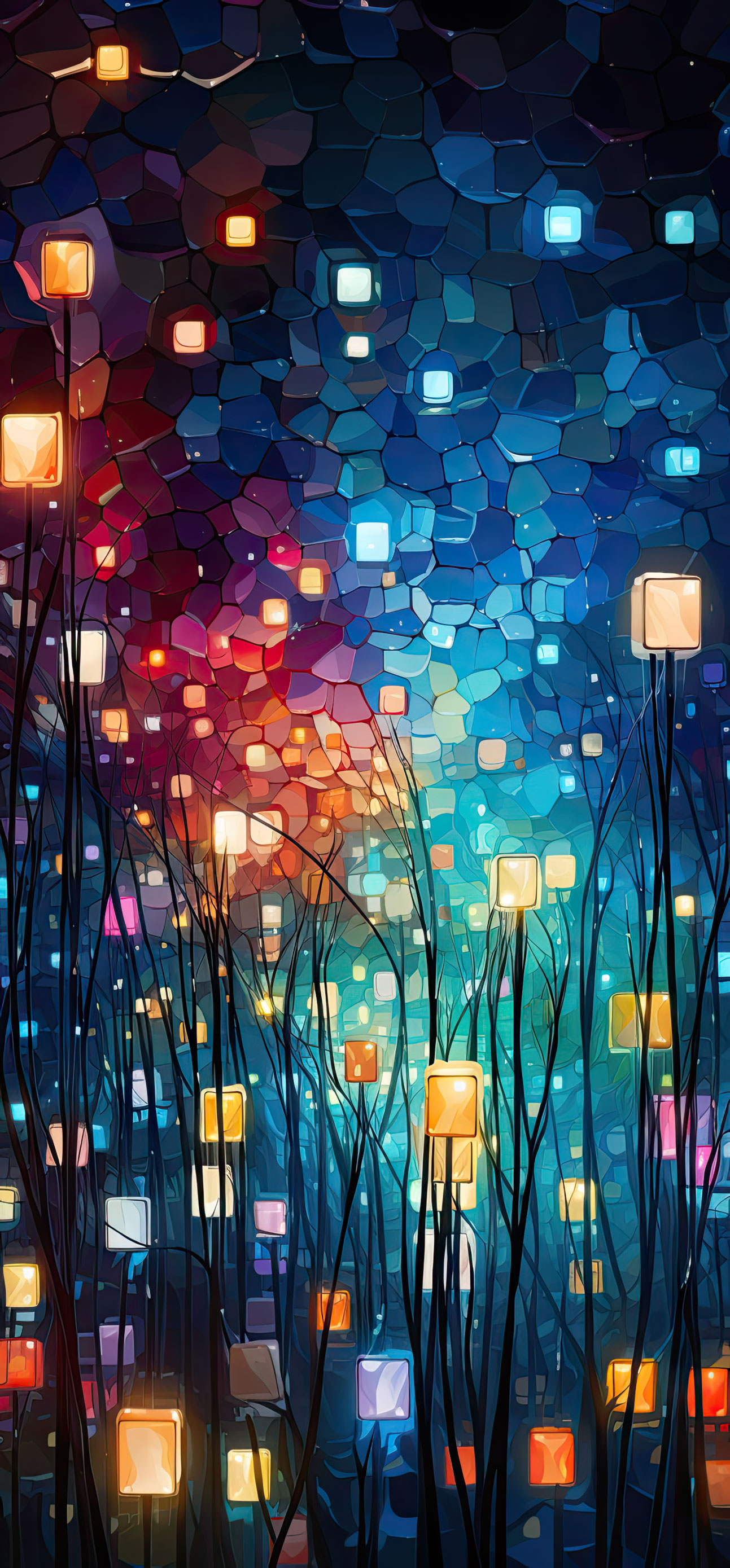 Preview for Whimsical-lantern-forest-art-christmas-phone-background-a5558
