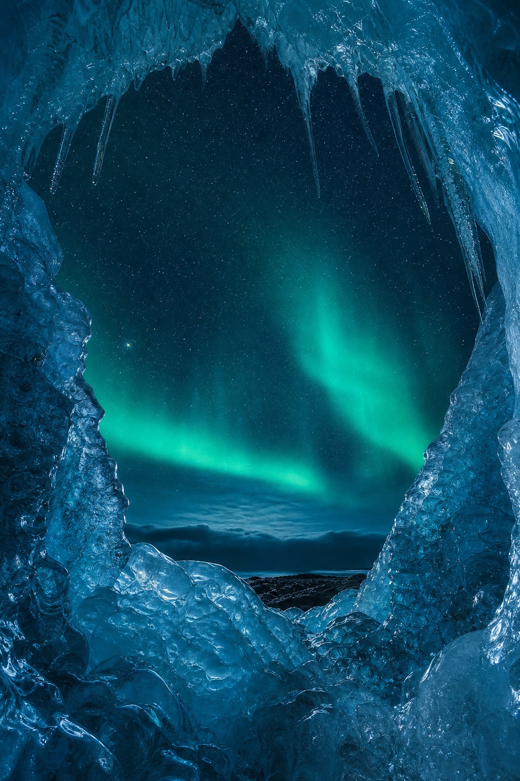 Preview for Vertical Aurora Ice Cavern Glow Background
