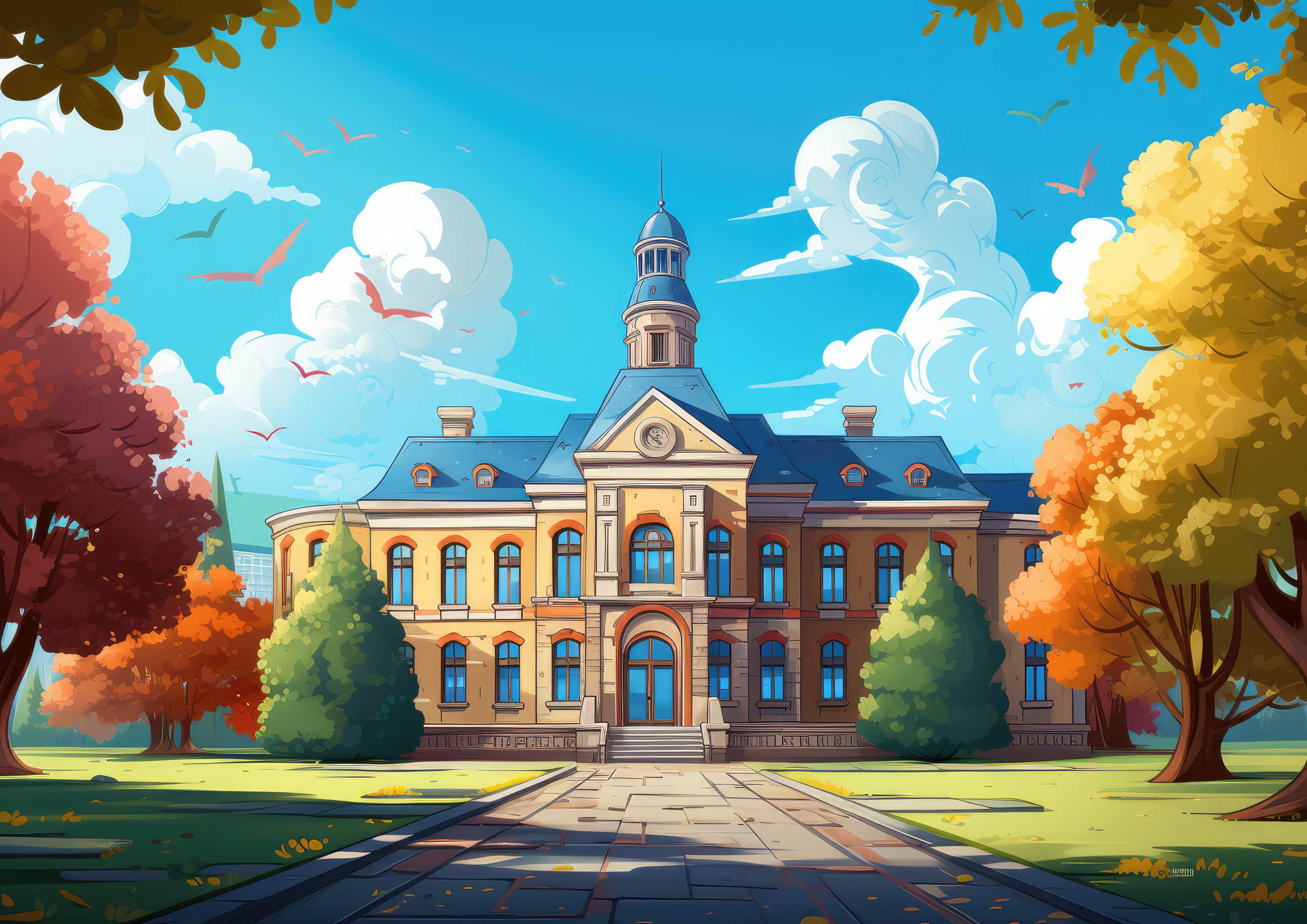 Preview for Historic-building-autumn-landscape-art-background-aa826