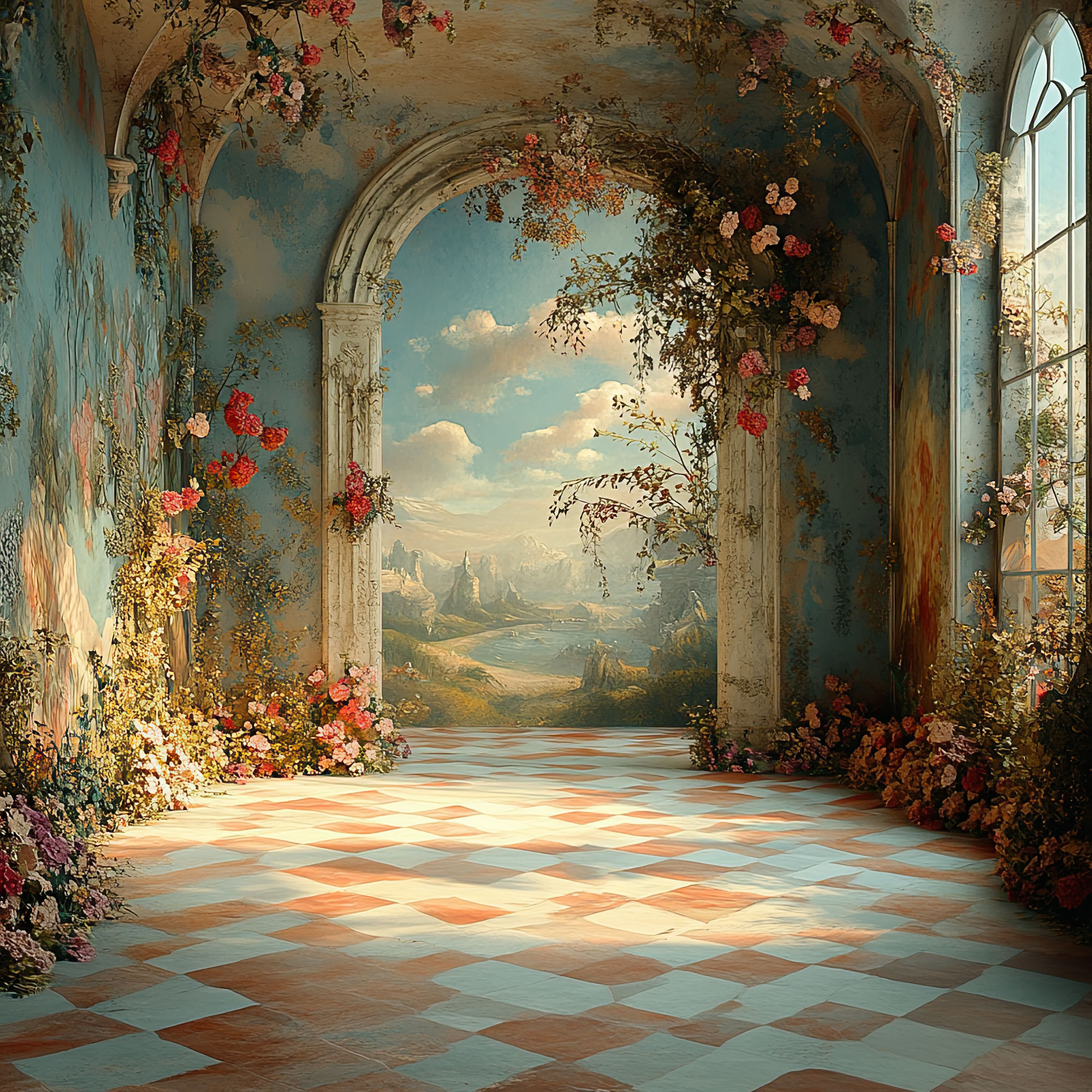 Preview for Serene-archway-floral-decor-interior-backdrop-background-68146