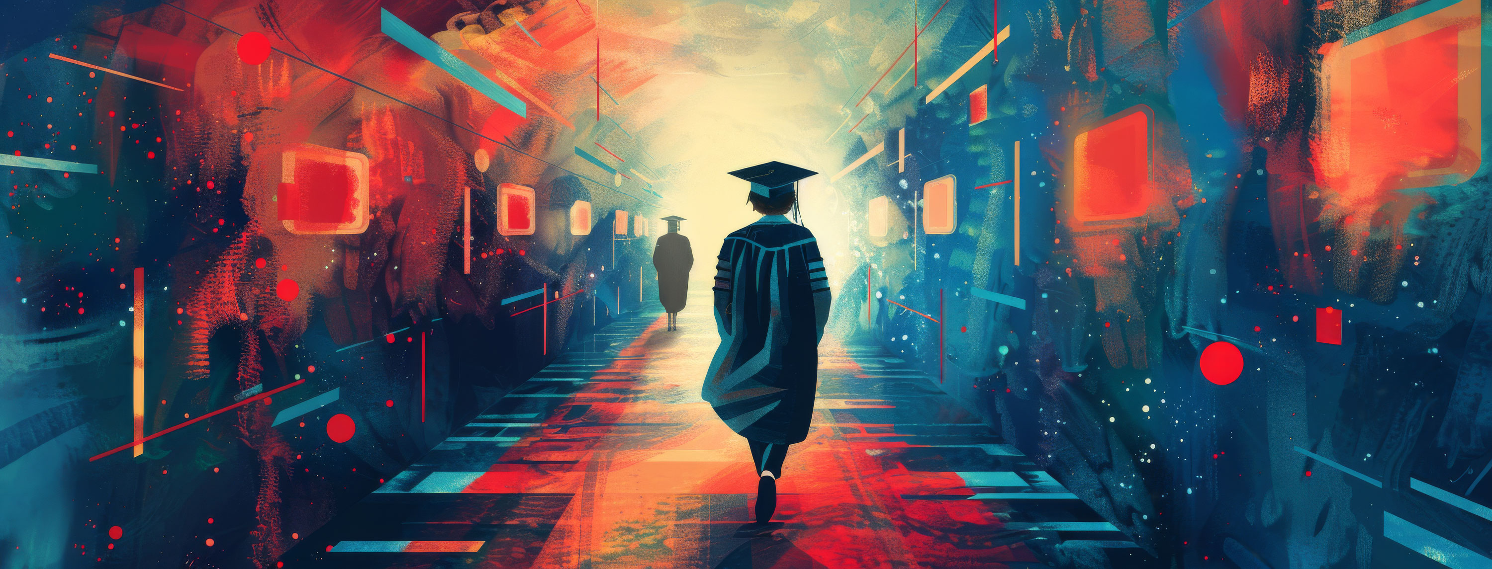 Preview for Graduate-walking-vibrant-street-graduation-cover-background-aa239