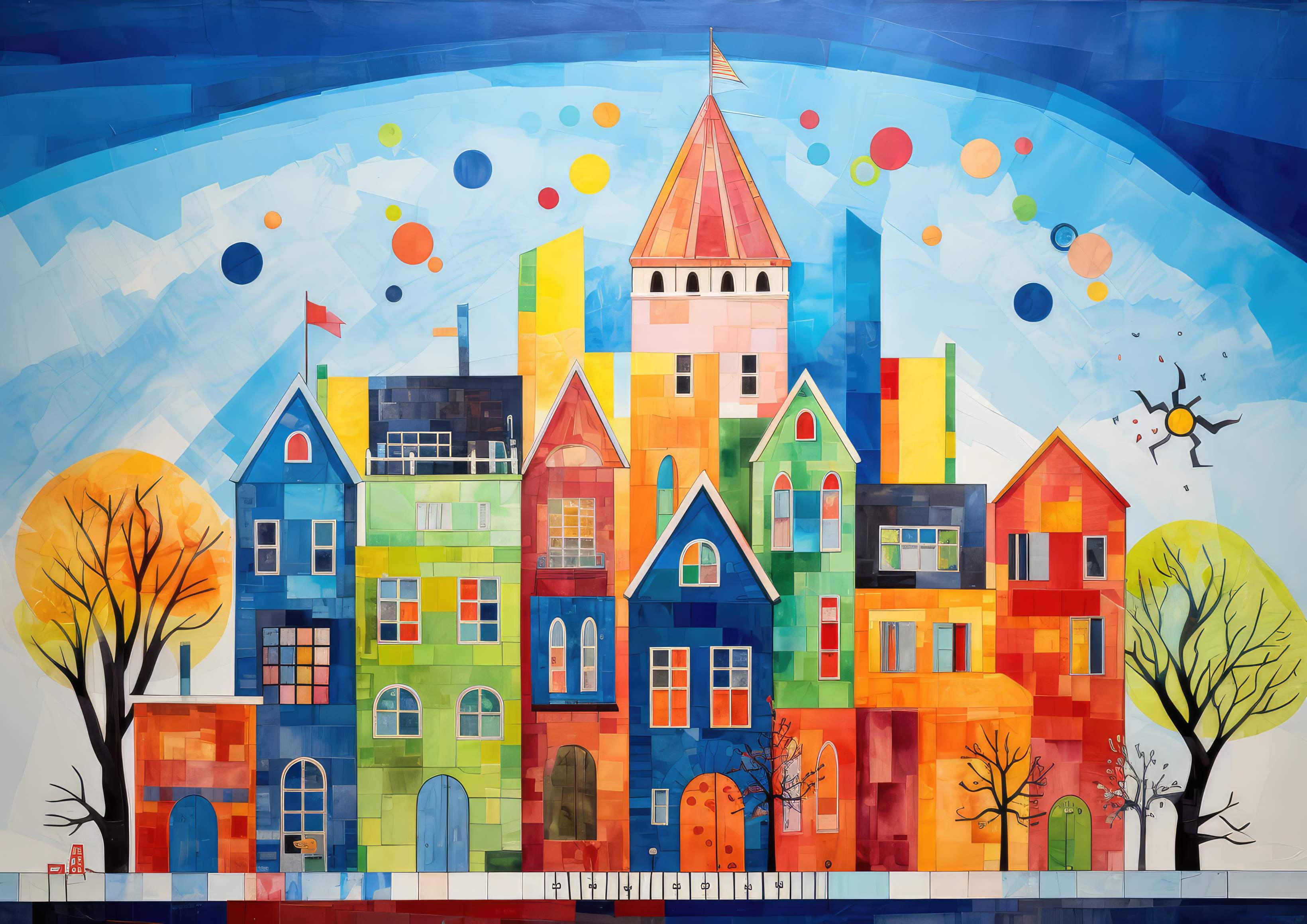 Preview for Whimsical-watercolor-village-scene-art-background-5d43b