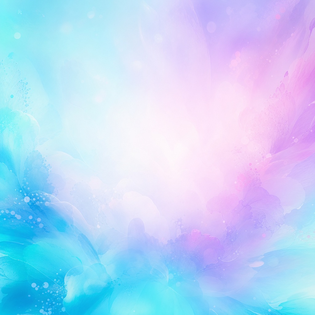 Soft abstract aqua and lilac gradient with a bright blended center and blurred edges