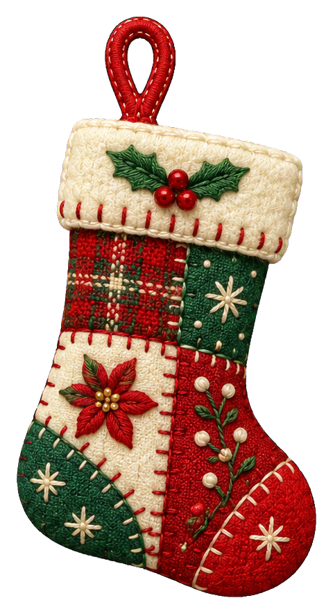 Preview for Patchwork Stocking Christmas Ornament
