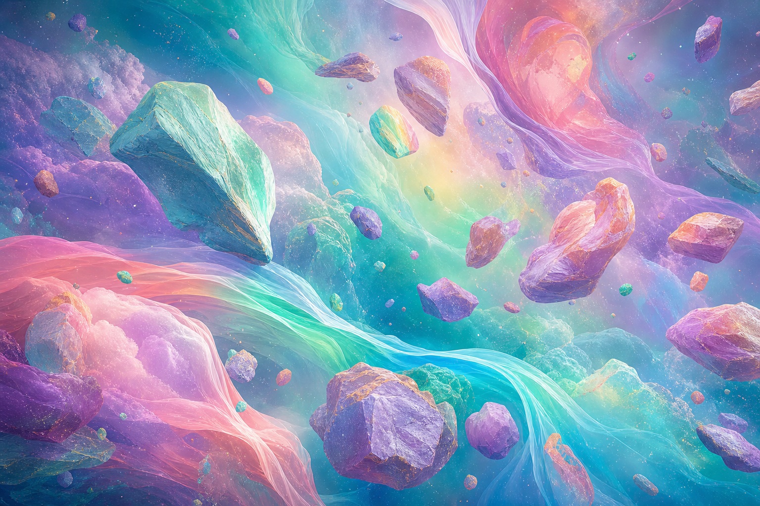 Preview for Soft Aurora Rainbow Asteroid Garden Background