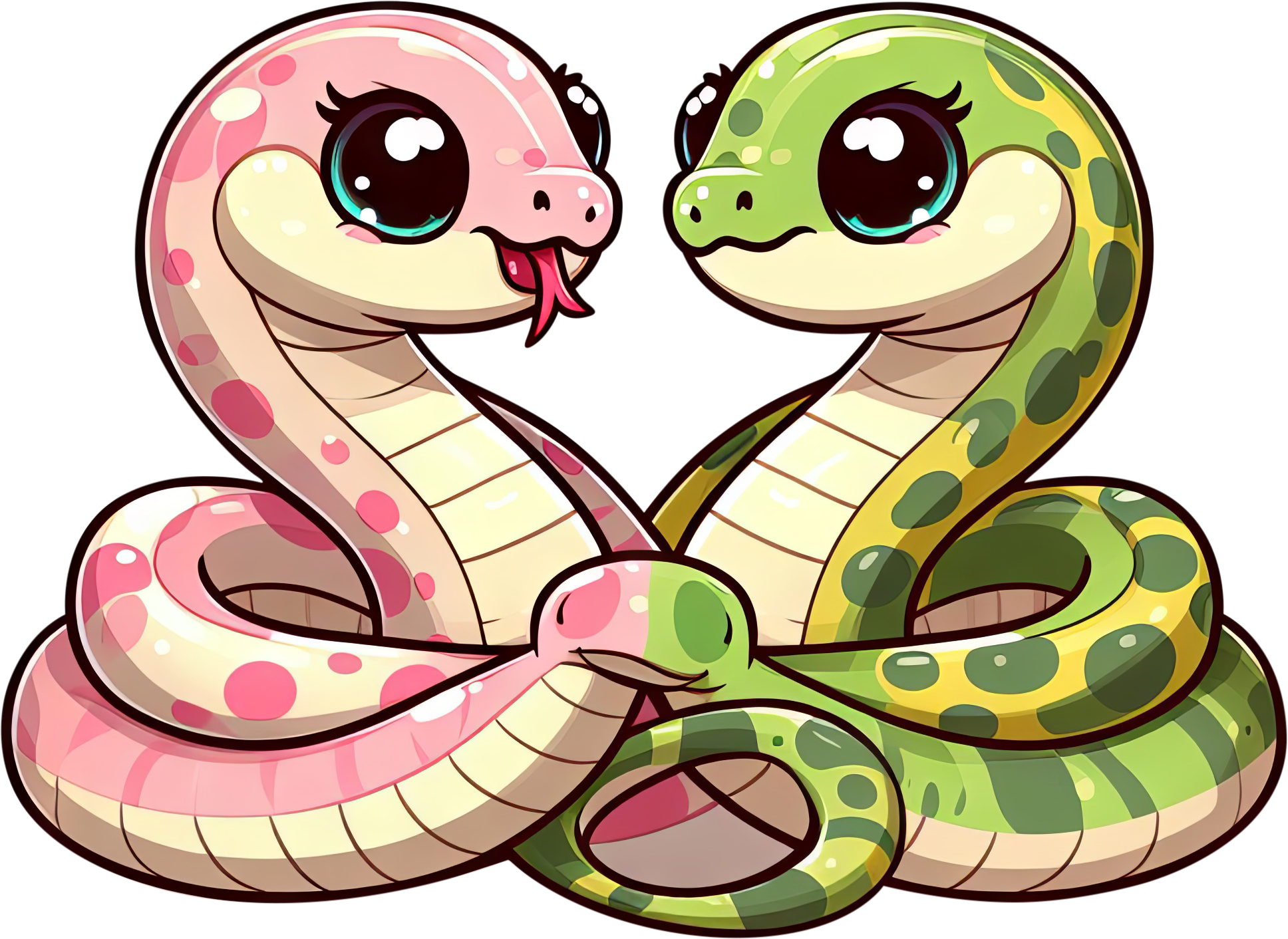 Preview for Entwined-snakes-illustration-love-characters-sticker-b6e98