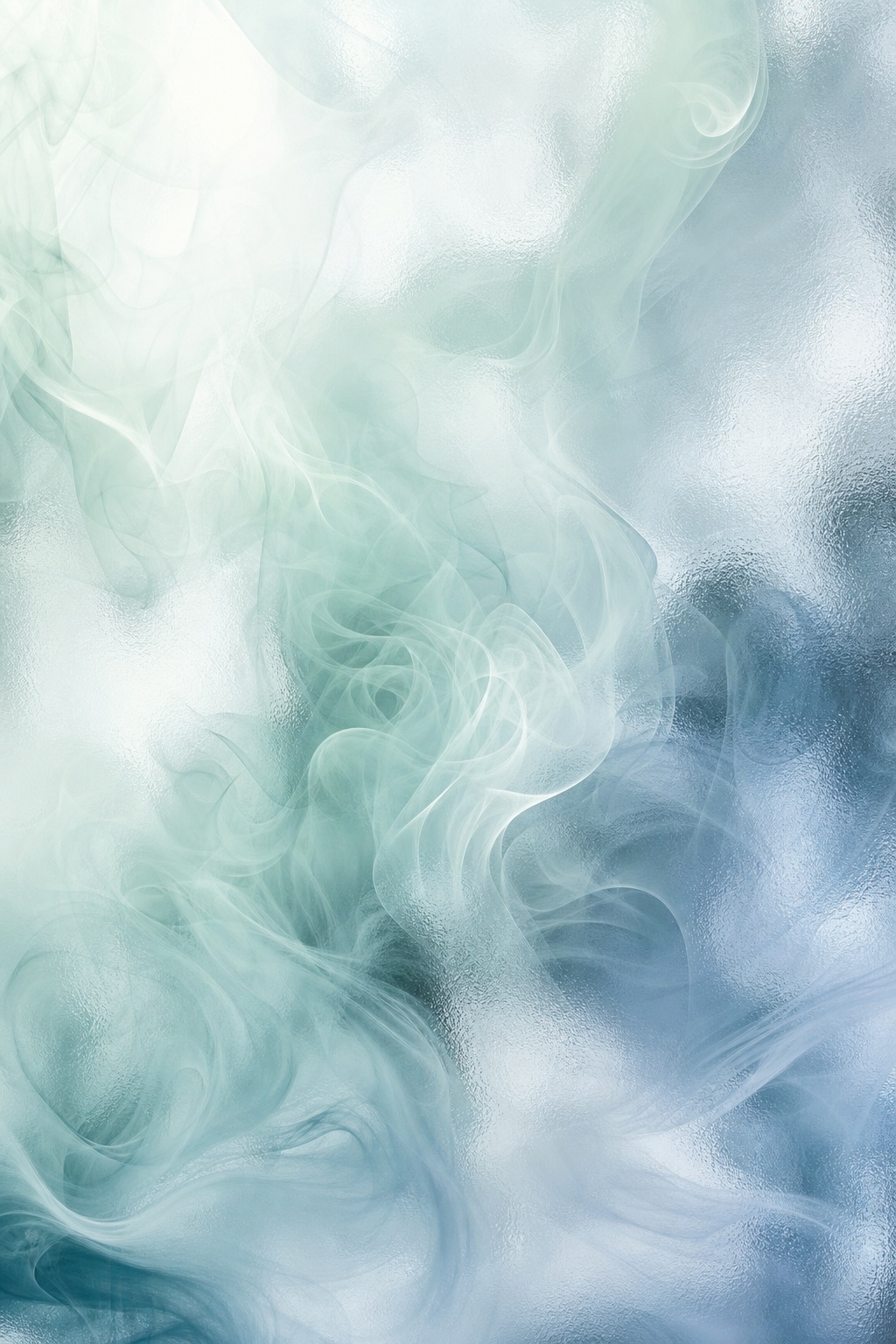 Soft mint and blue abstract swirls with a frosted glass effect