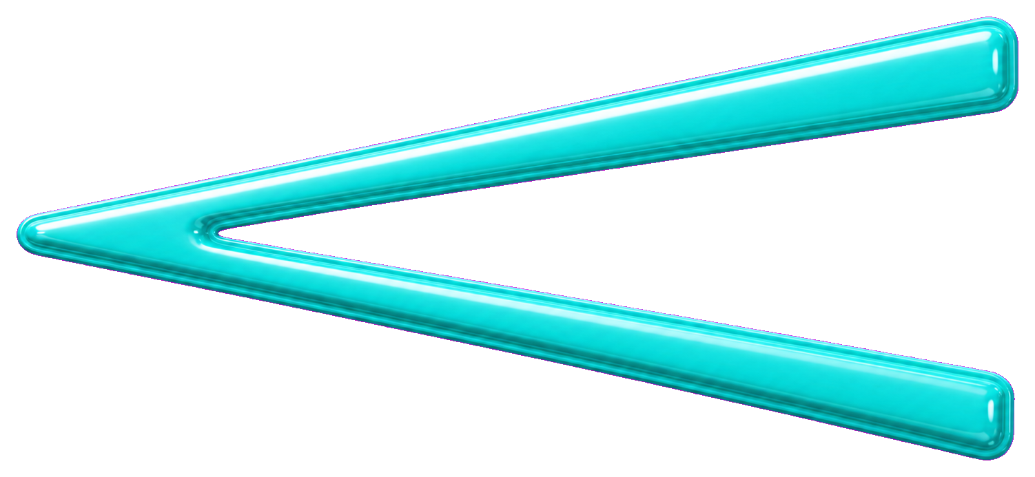 Turquoise decrescendo hairpin music notation symbol on a white background