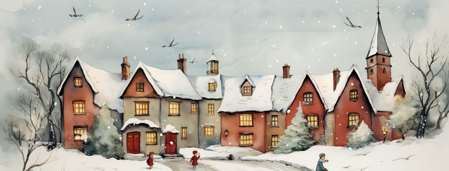 Preview for Winter-village-watercolor-christmas-cover-background-1d734