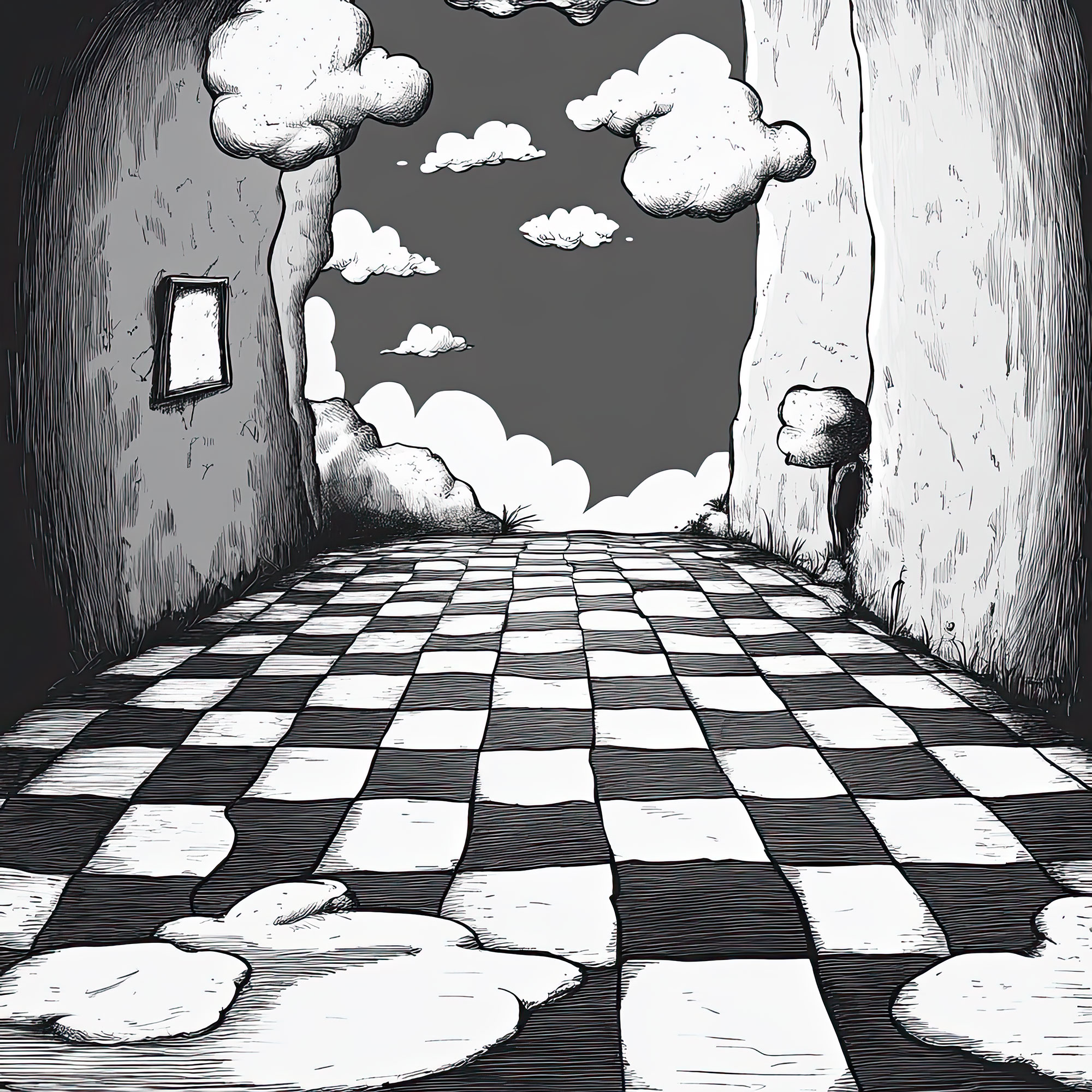Preview for Surreal-hallway-illustration-simple-backdrop-background-36574