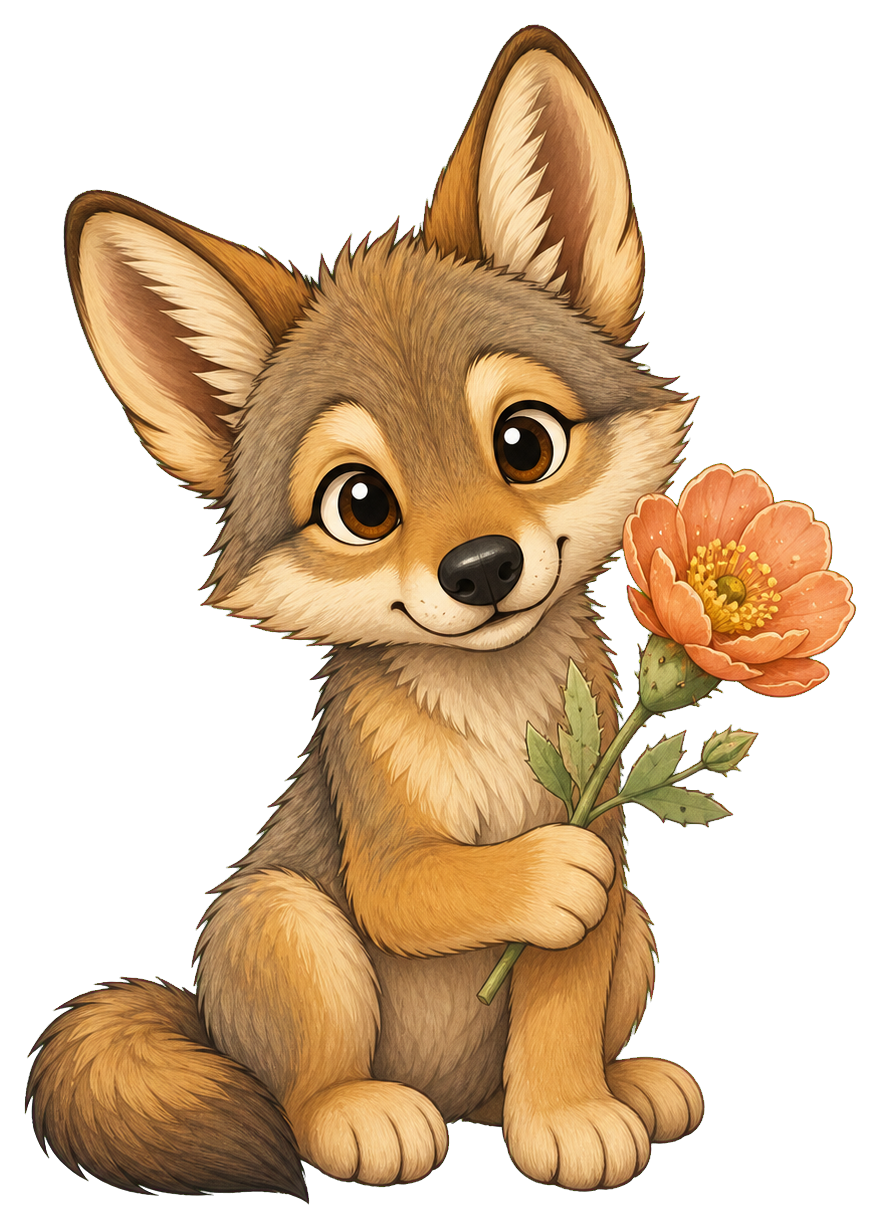 Preview for Coyote With Desert Flower Sticker