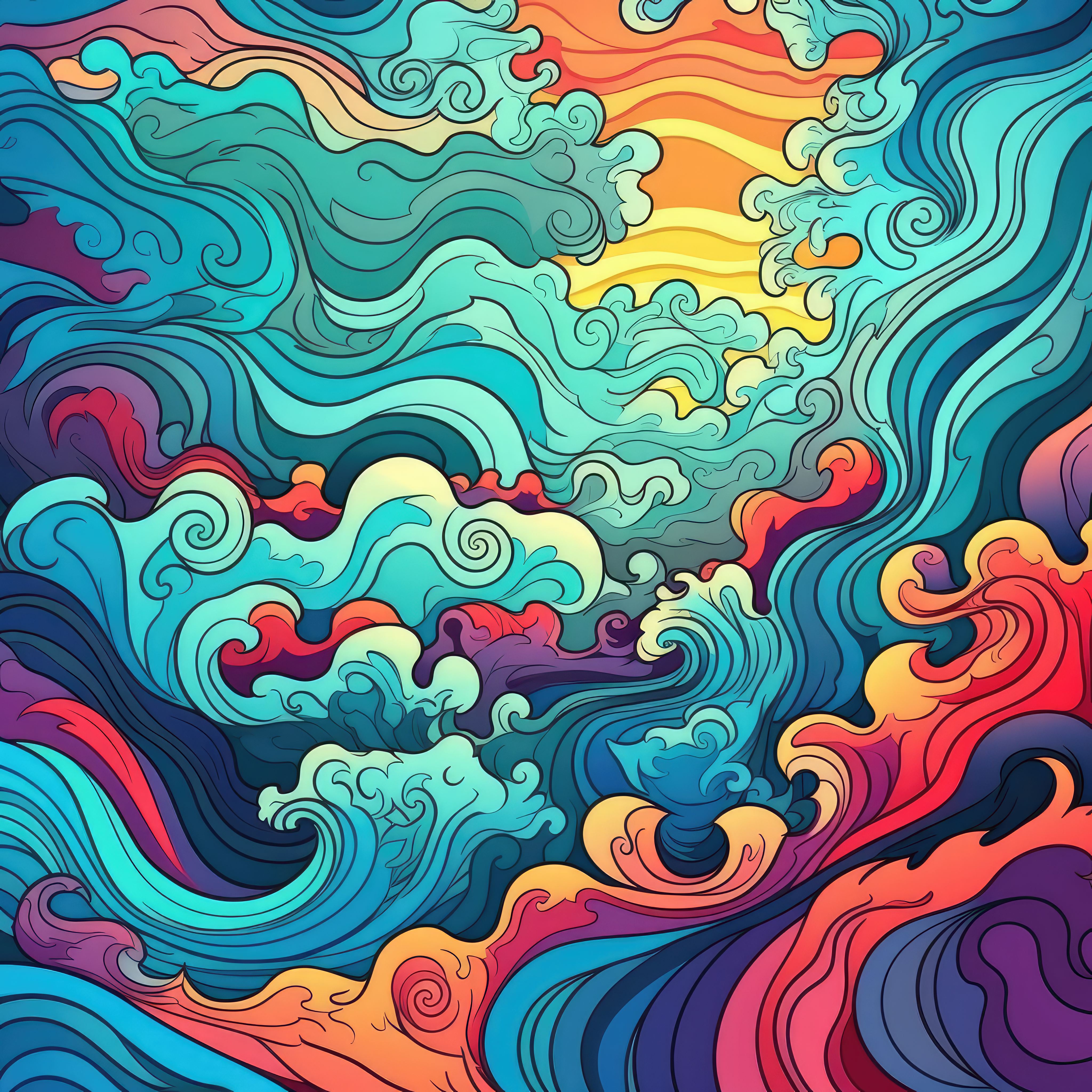 Preview for Vibrant-wave-art-template-abstract-background-8ec56