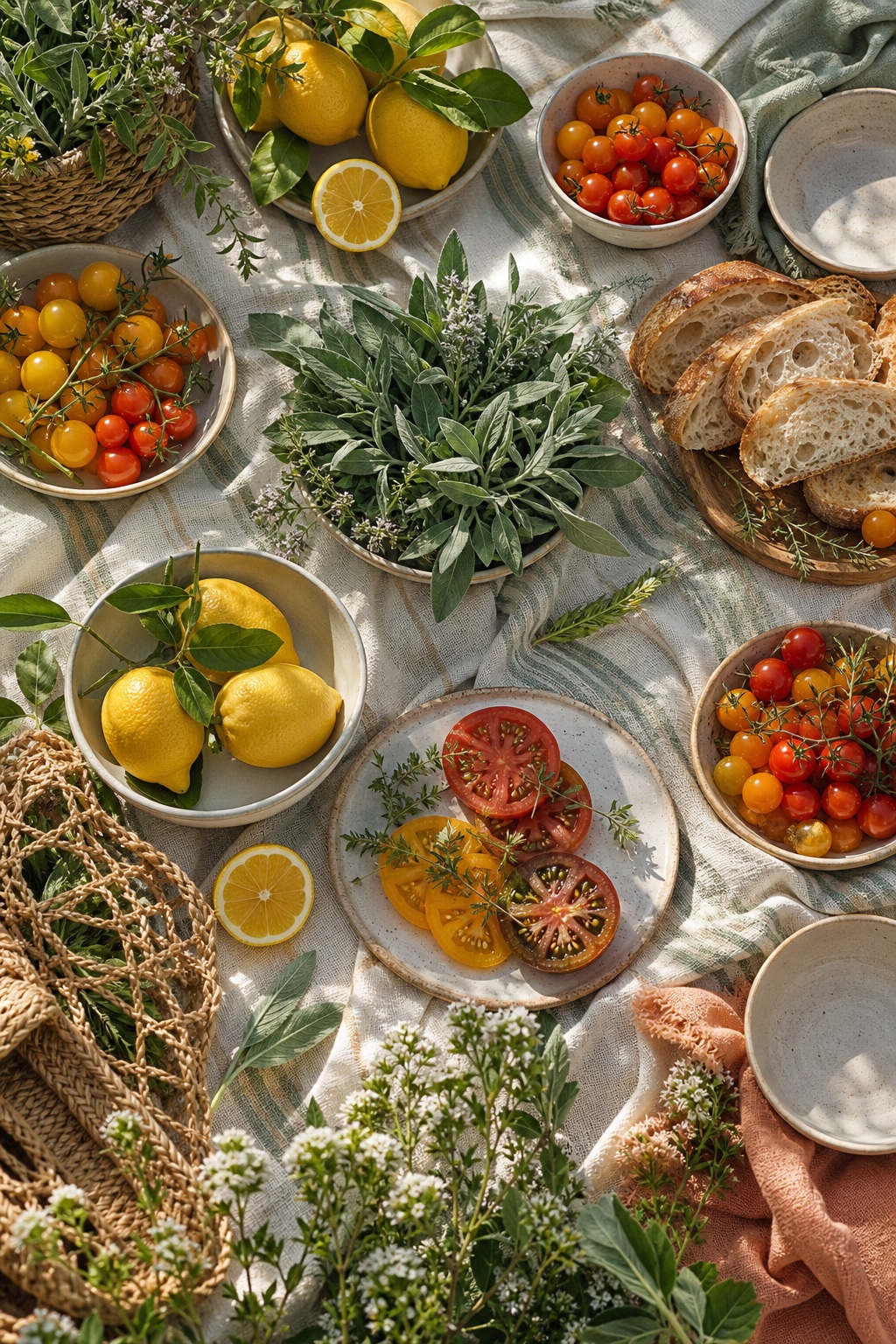 Preview for Sage Cotton Citrus Herb Lunch Background