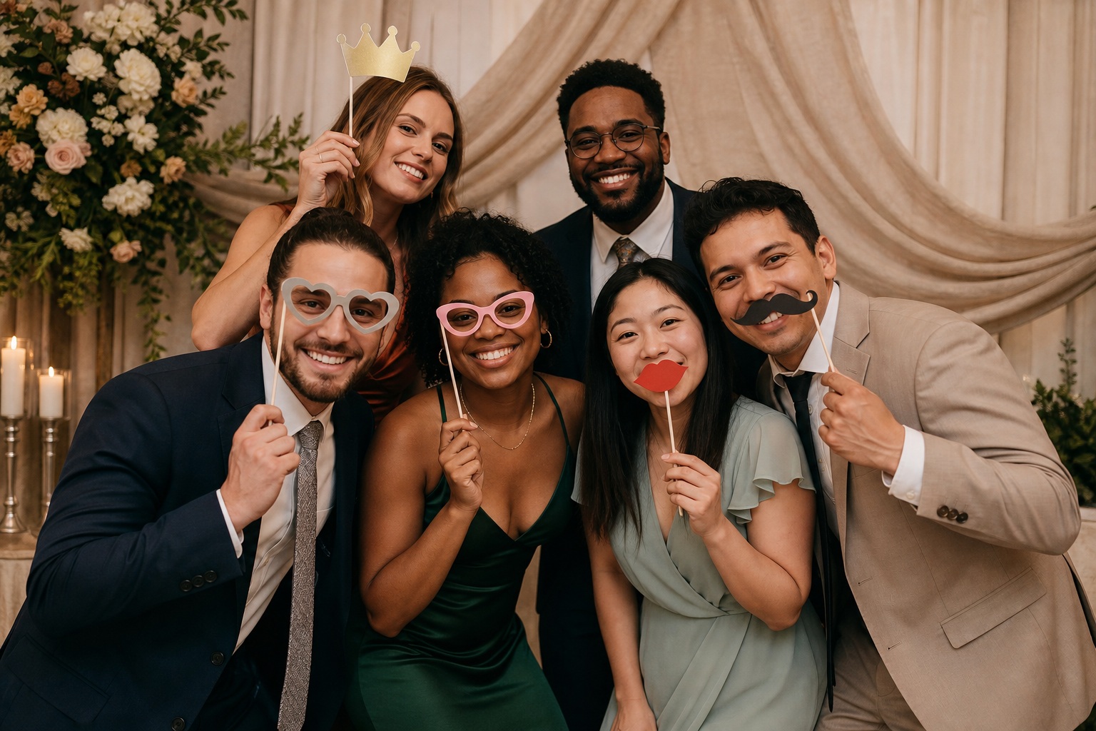 Preview for Wedding Guests Group Pose Stock Background