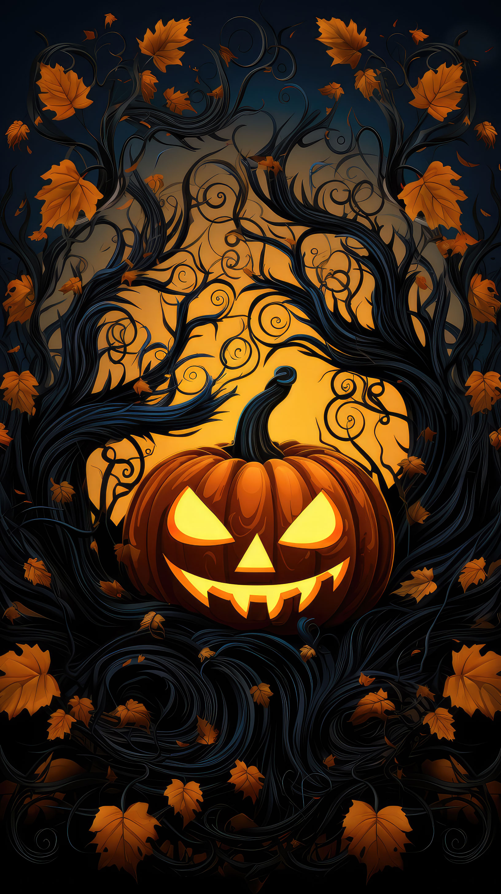 Preview for Halloween-jack-o-lantern-autumn-scene-halloween-story-background-d6a6d