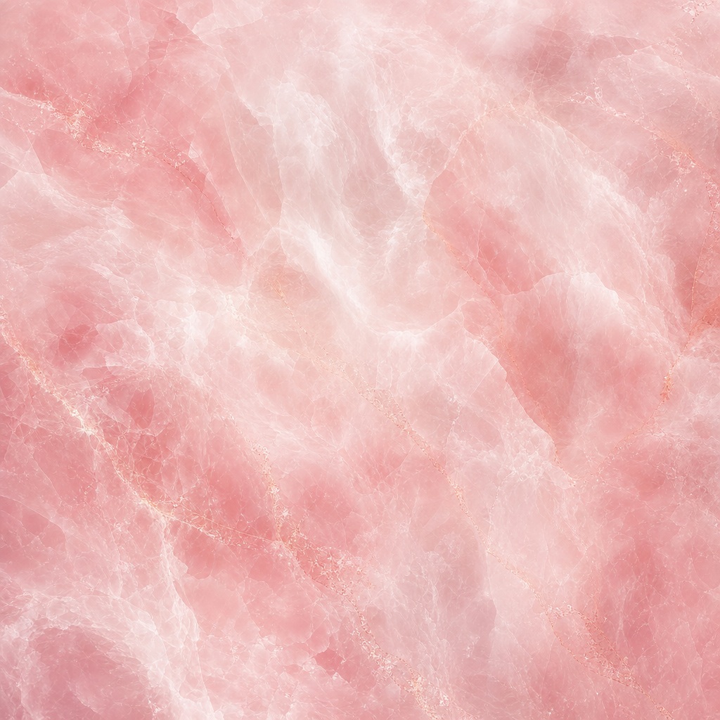 Soft pink rose quartz marble texture with cloudy abstract veining.