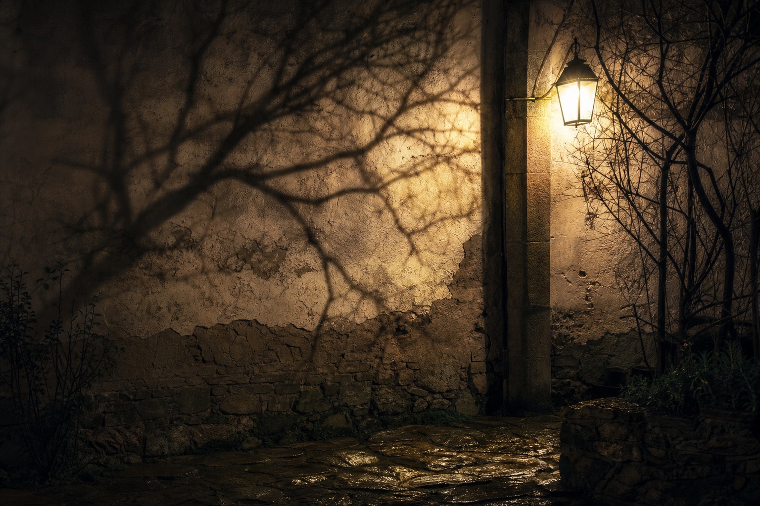 Preview for Isolated Night Light Courtyard Background