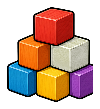 Colorful wooden blocks stacked in a small pyramid on a black background