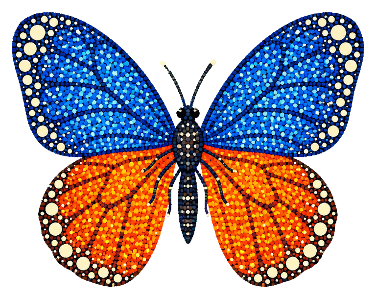 Preview for Pointillist Butterflies Blue Orange