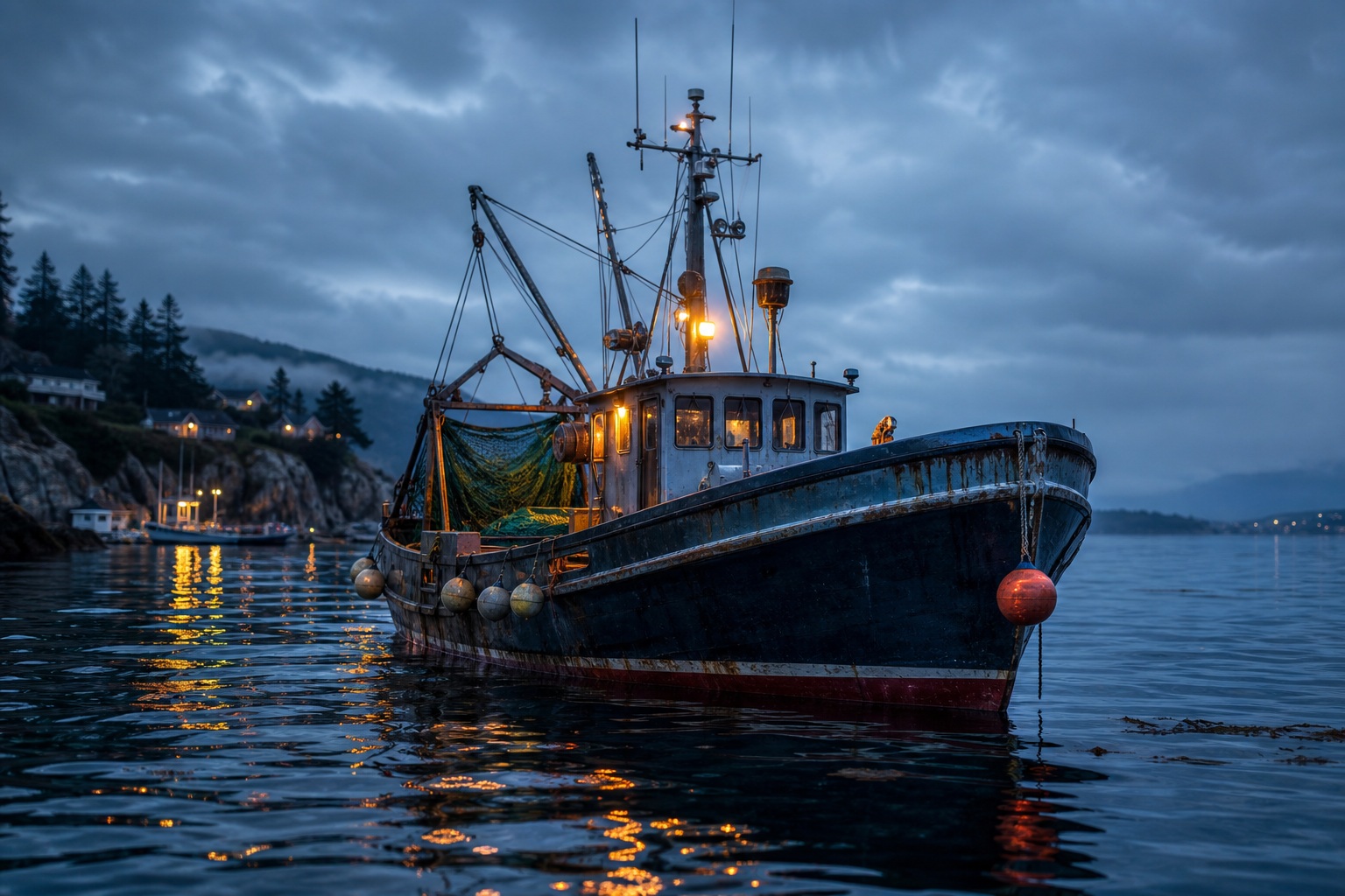 Preview for Fishing Vessel Rain Glow Background