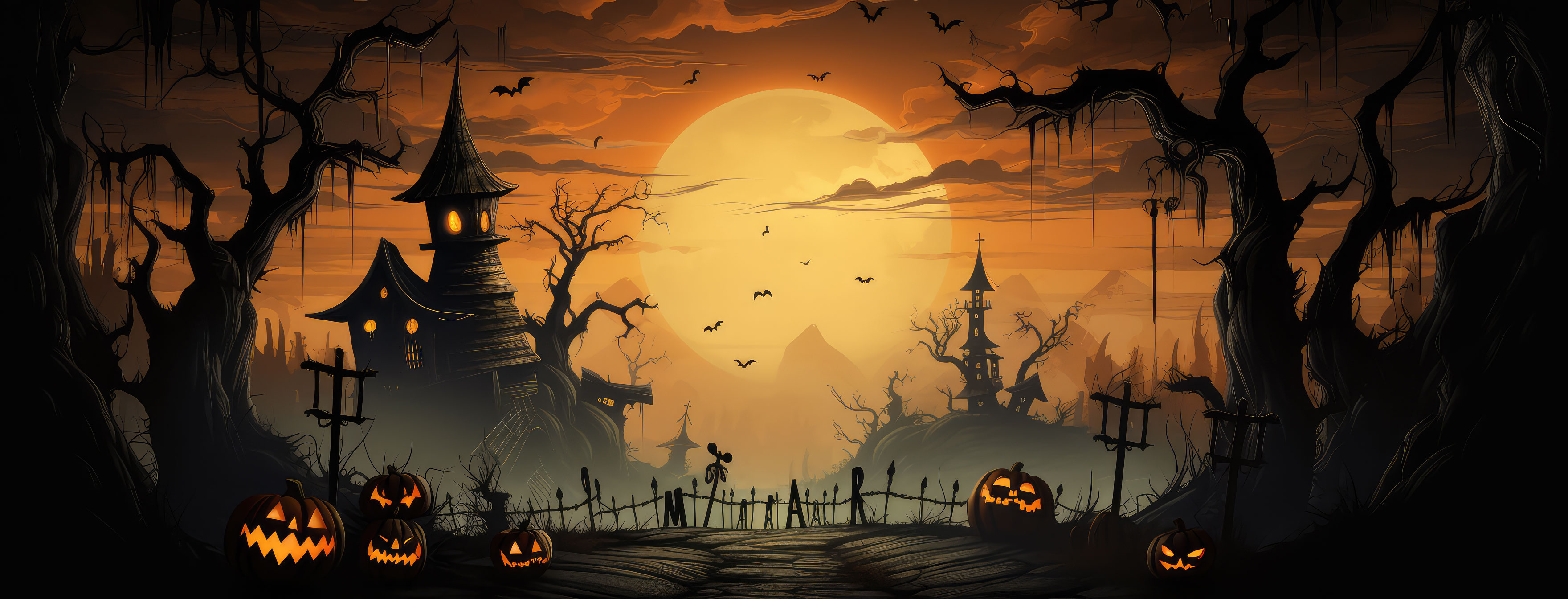 Preview for Halloween-spooky-graveyard-scene-halloween-cover-background-0d544