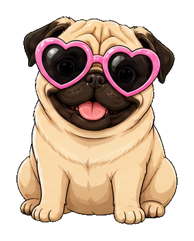 Preview for Pug Heart Sunglasses Sticker