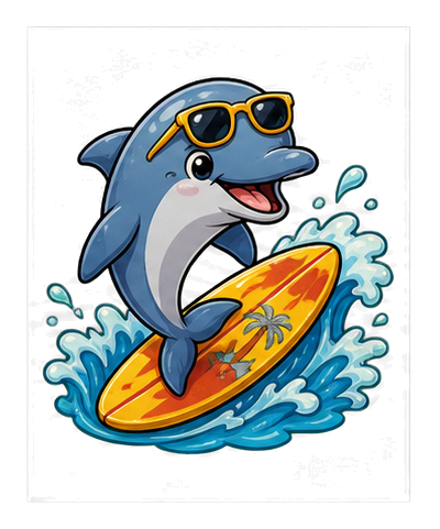 Preview for Surfing Dolphin Sticker