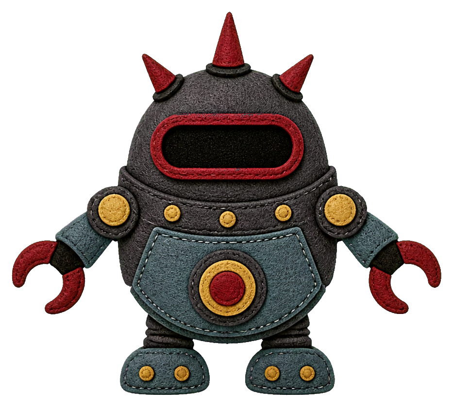Preview for Felt Applique Doom Bot Robot Sticker