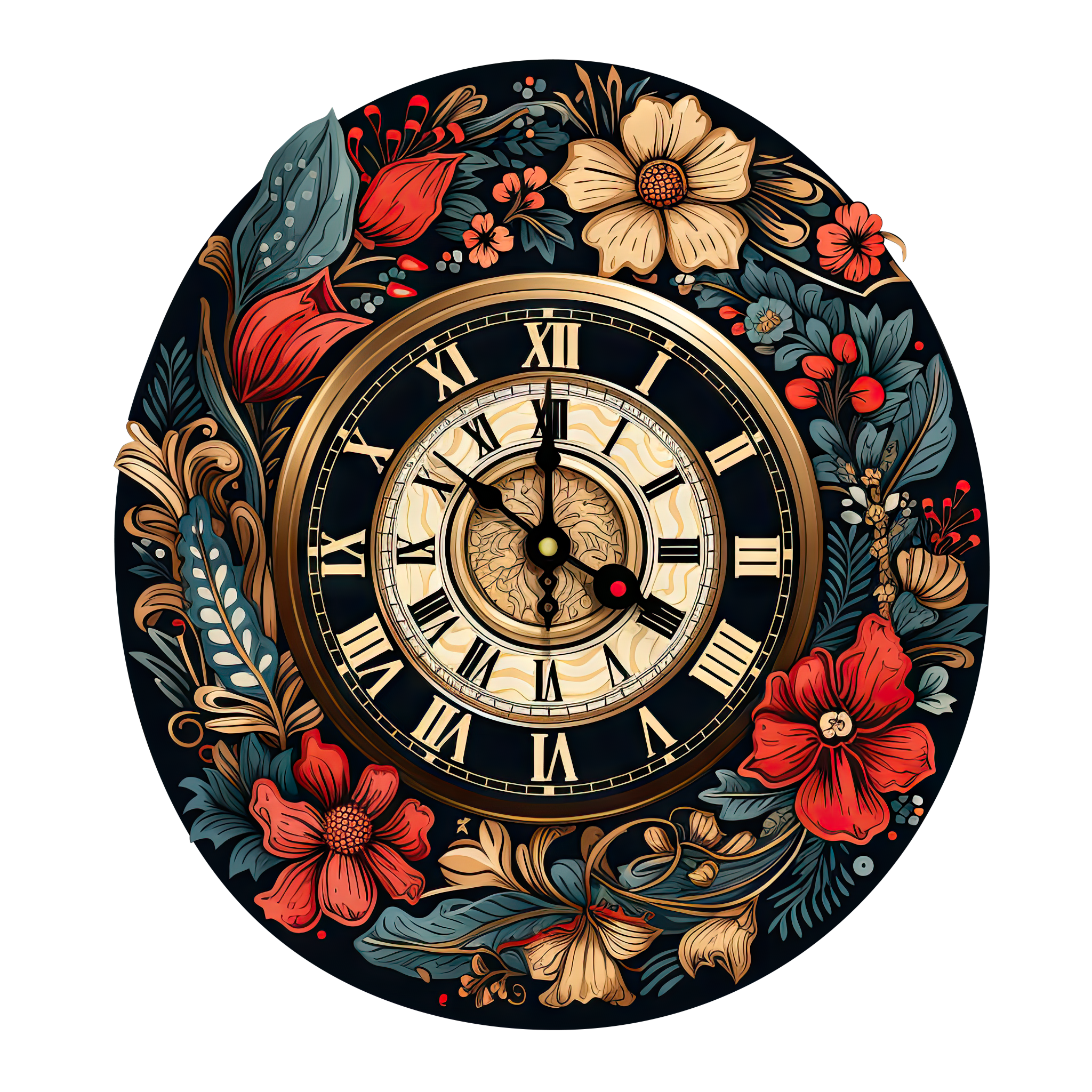Preview for Floral-clock-design-analog-clock-sticker-d8c03