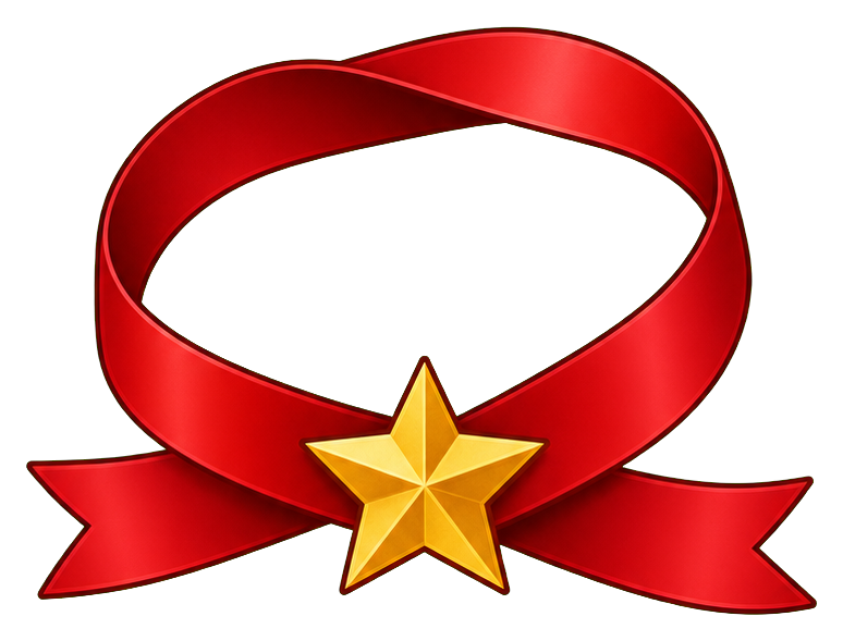 Preview for Red Finish Ribbon Gold Star Sticker
