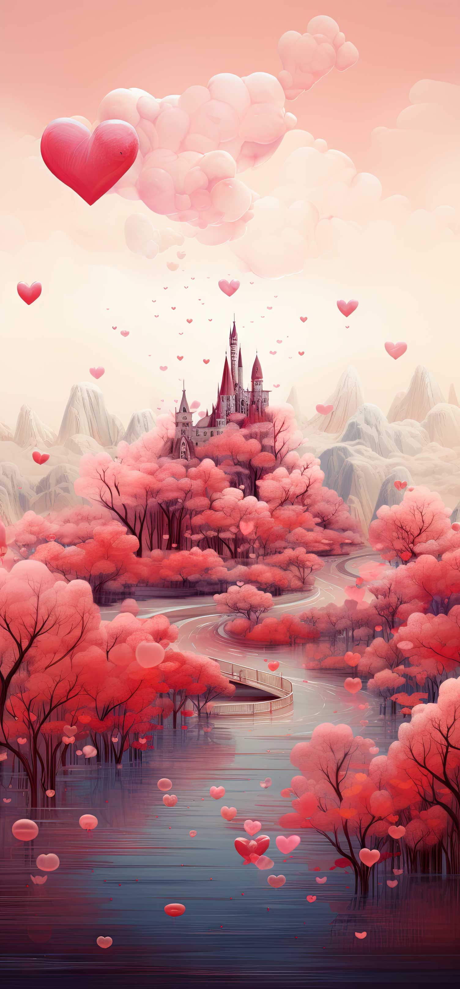 Preview for Enchanted-castle-landscape-heart-phone-background-3e8da