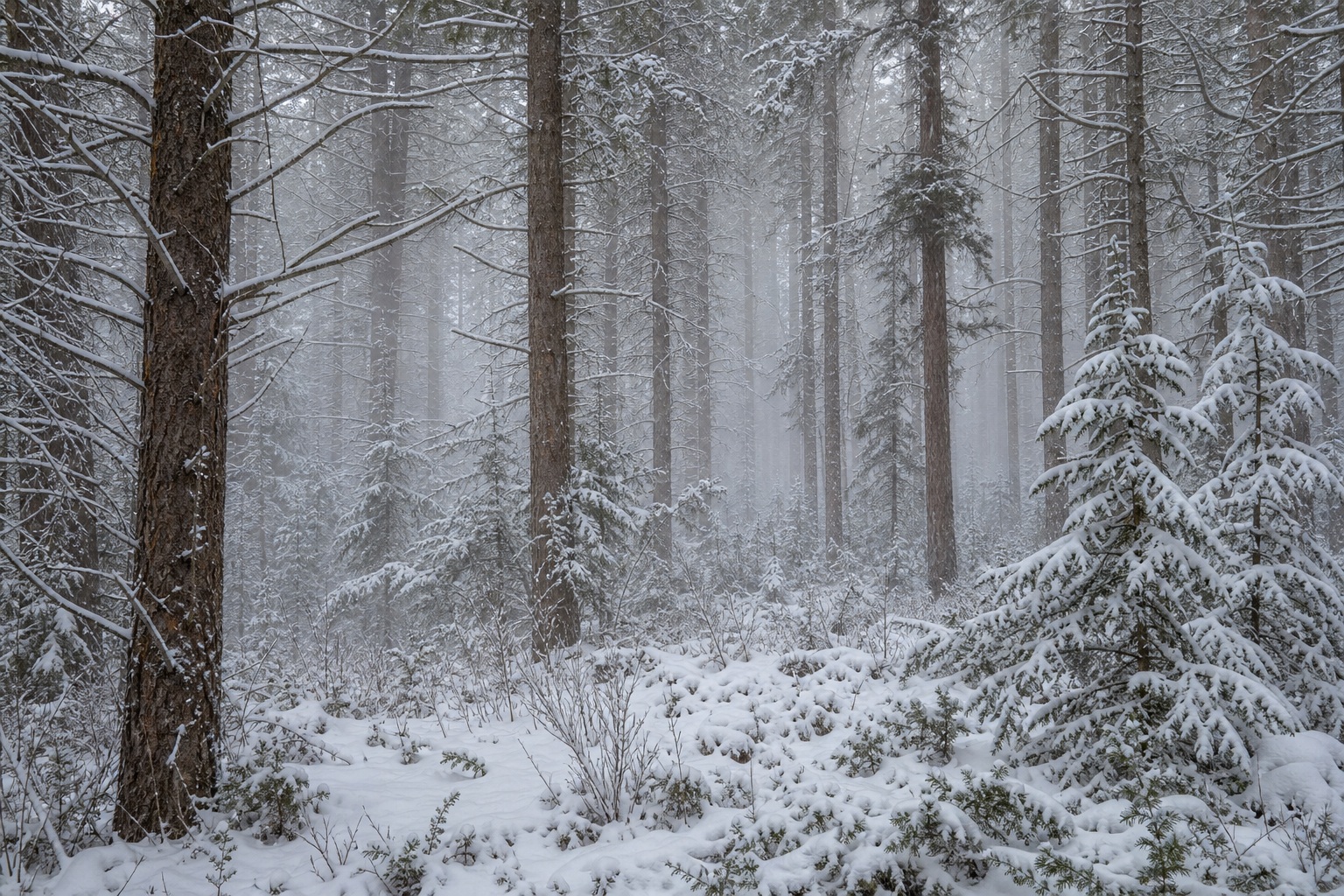 Preview for Soft Overcast Frost Mist Forest Background