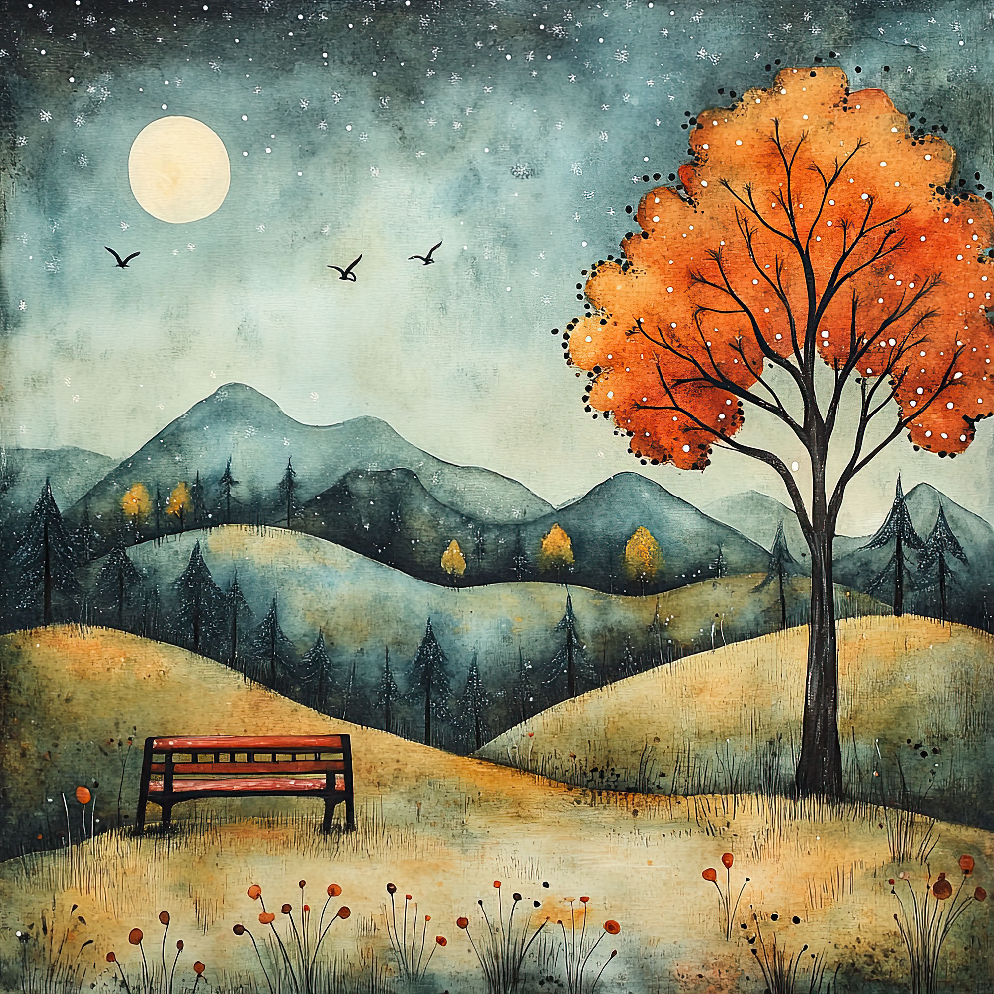 Preview for Autumn-night-landscape-painting-nature-backdrop-background-ac959