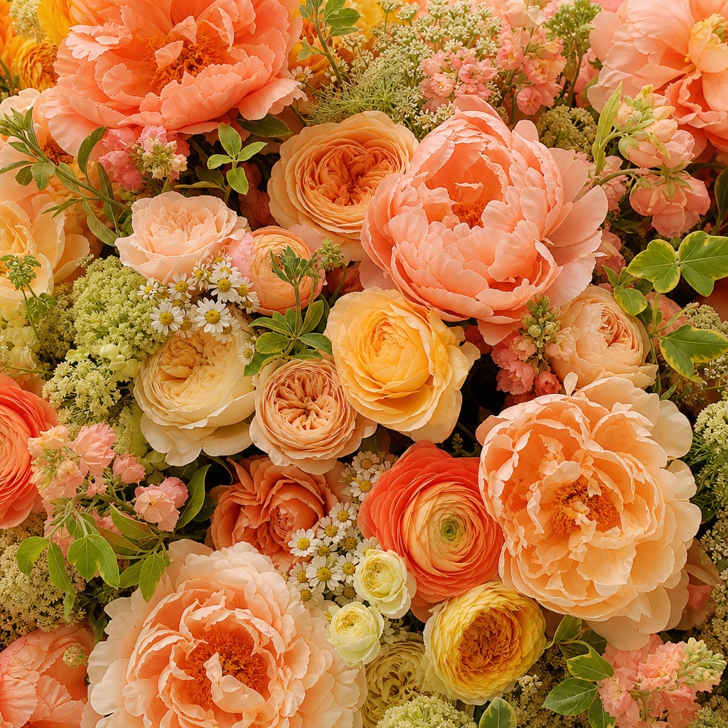 Preview for Sunset Apricot Peony Cloud Wedding Background