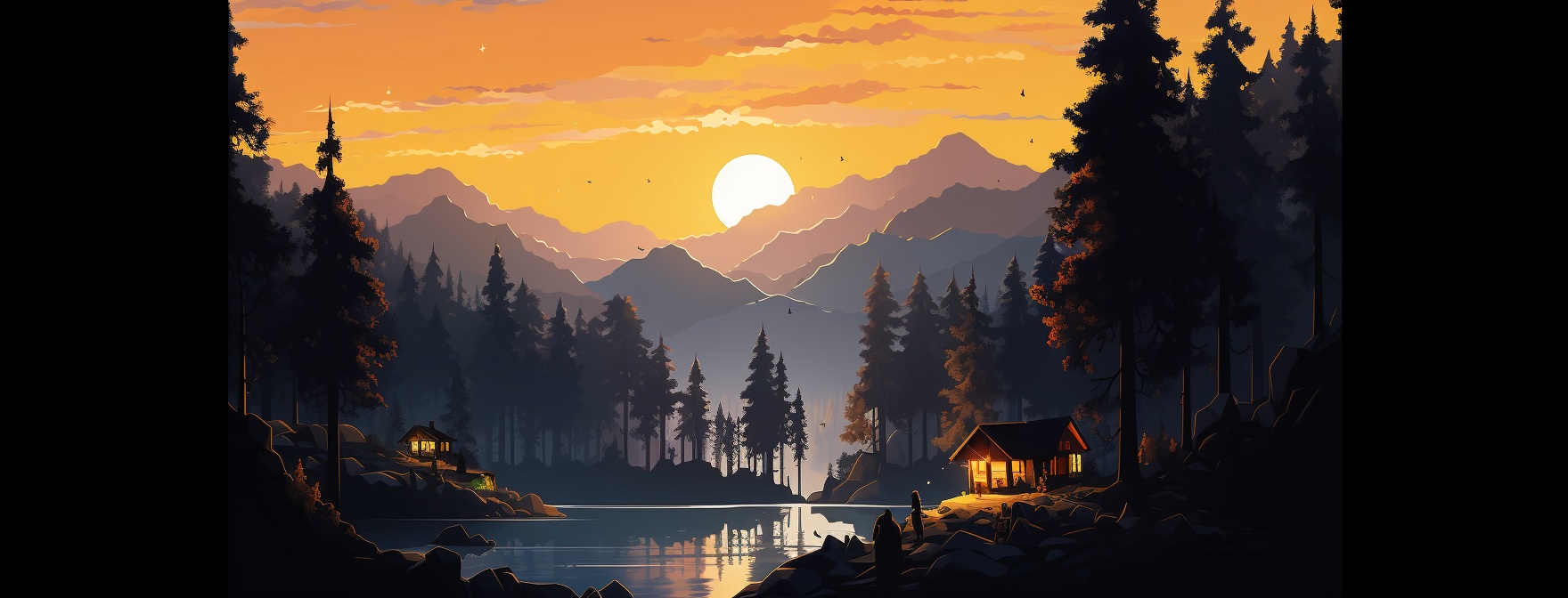 Preview for Camping Sunset Mountain Landscape Background