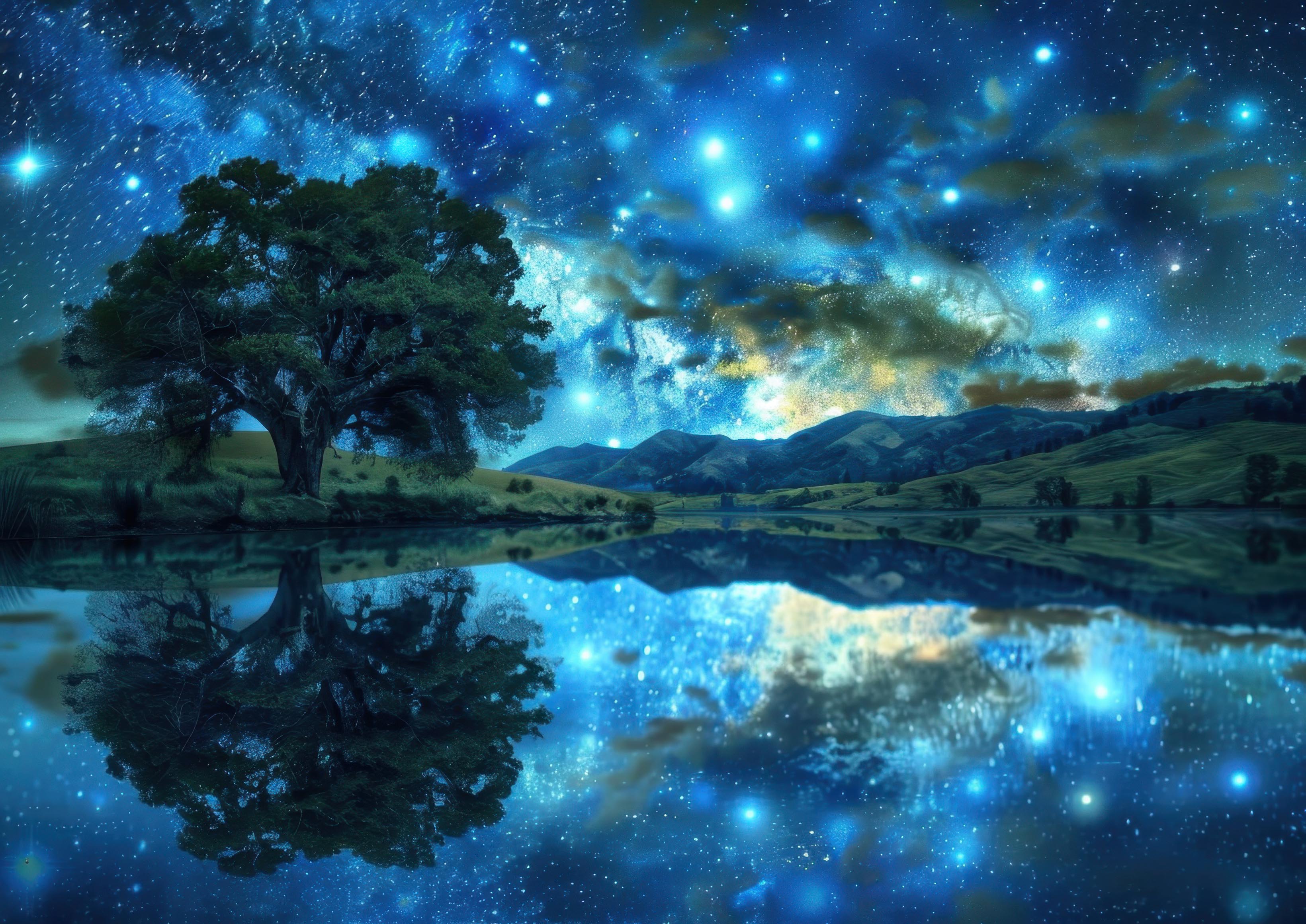 Preview for Starry-night-lake-reflection-astrophotography-photo-background-d611d