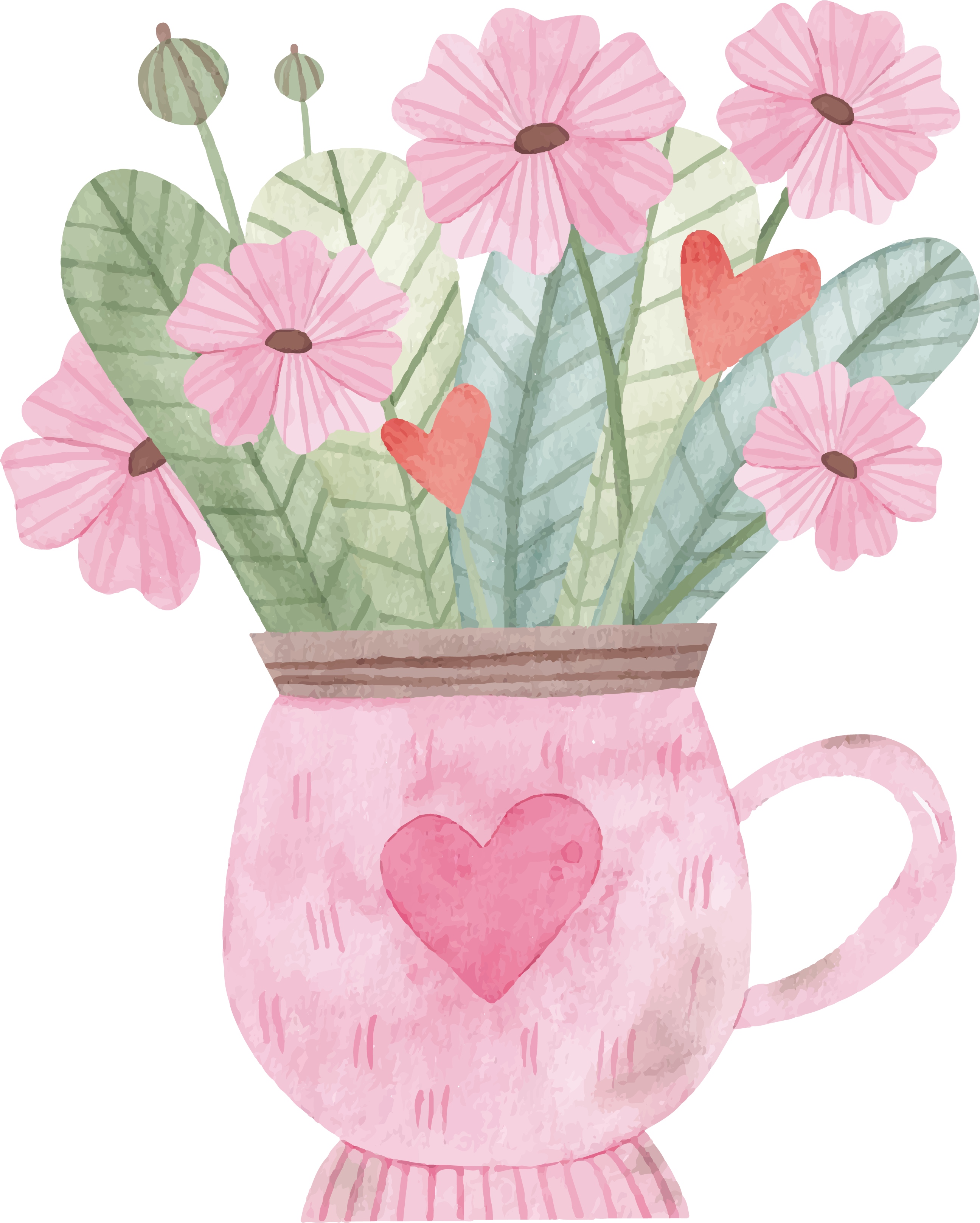 Preview for Pink-flowers-heart-mug-watercolor-love-sticker-03dfb